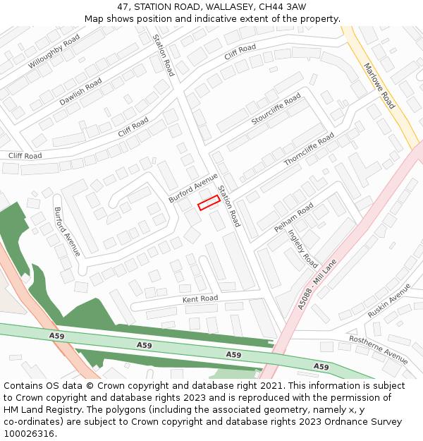 47, STATION ROAD, WALLASEY, CH44 3AW: Location map and indicative extent of plot