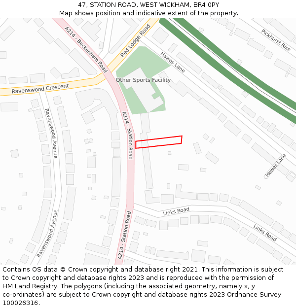 47, STATION ROAD, WEST WICKHAM, BR4 0PY: Location map and indicative extent of plot