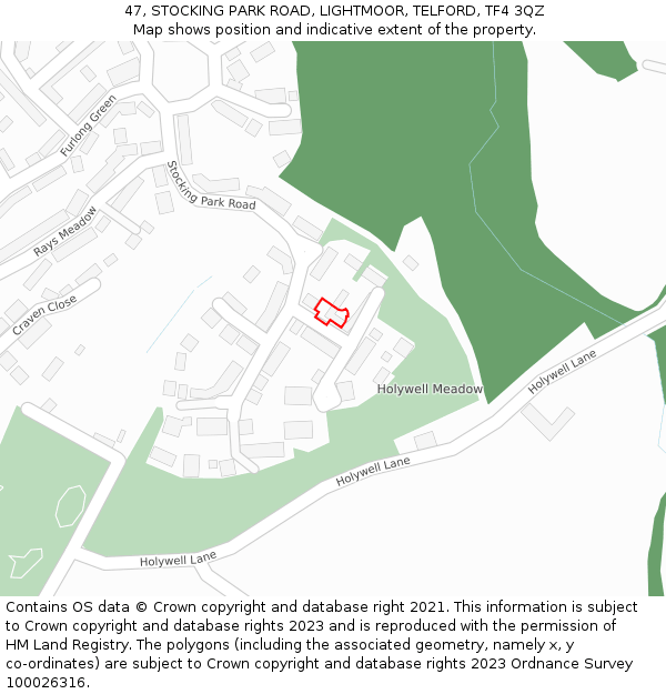 47, STOCKING PARK ROAD, LIGHTMOOR, TELFORD, TF4 3QZ: Location map and indicative extent of plot