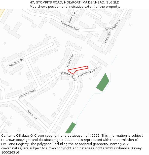 47, STOMPITS ROAD, HOLYPORT, MAIDENHEAD, SL6 2LD: Location map and indicative extent of plot