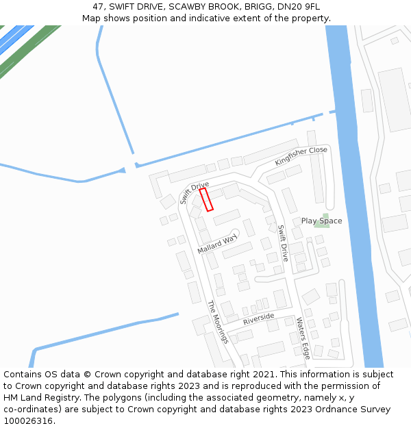 47, SWIFT DRIVE, SCAWBY BROOK, BRIGG, DN20 9FL: Location map and indicative extent of plot