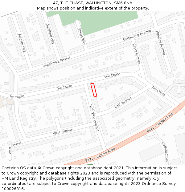 47, THE CHASE, WALLINGTON, SM6 8NA: Location map and indicative extent of plot