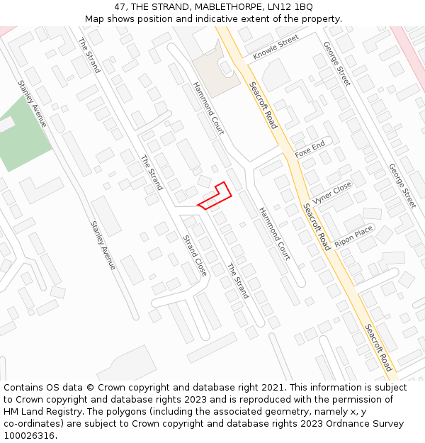 47, THE STRAND, MABLETHORPE, LN12 1BQ: Location map and indicative extent of plot