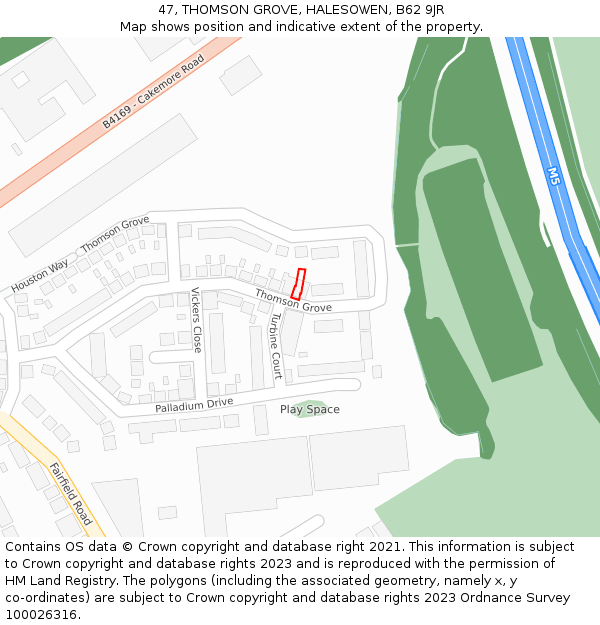 47, THOMSON GROVE, HALESOWEN, B62 9JR: Location map and indicative extent of plot
