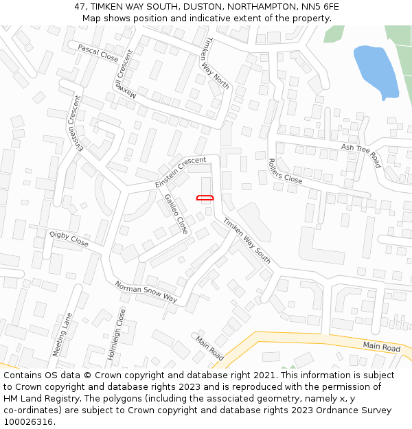 47, TIMKEN WAY SOUTH, DUSTON, NORTHAMPTON, NN5 6FE: Location map and indicative extent of plot