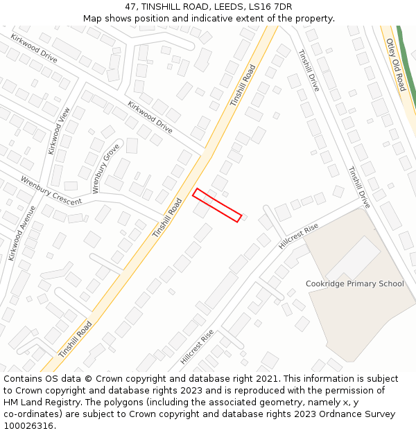 47, TINSHILL ROAD, LEEDS, LS16 7DR: Location map and indicative extent of plot