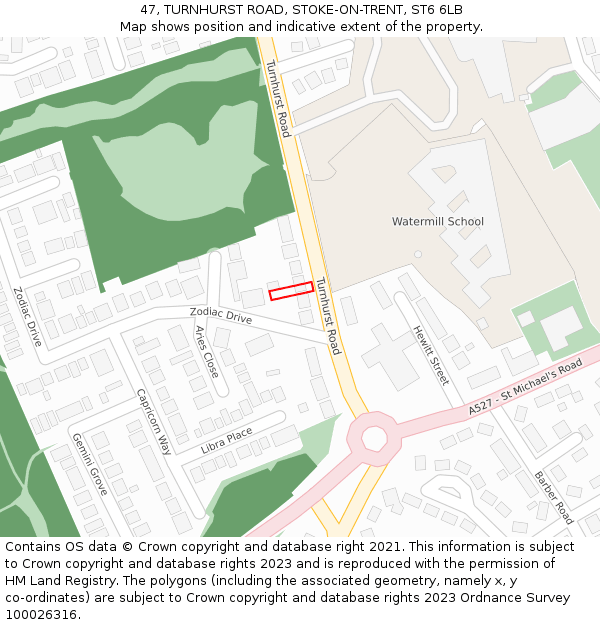 47, TURNHURST ROAD, STOKE-ON-TRENT, ST6 6LB: Location map and indicative extent of plot