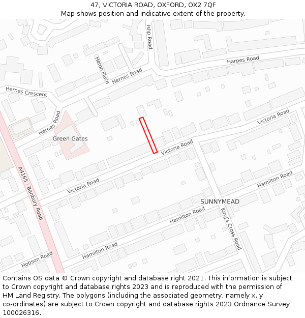 47, VICTORIA ROAD, OXFORD, OX2 7QF: Location map and indicative extent of plot