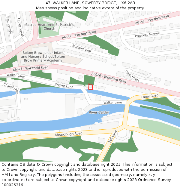 47, WALKER LANE, SOWERBY BRIDGE, HX6 2AR: Location map and indicative extent of plot