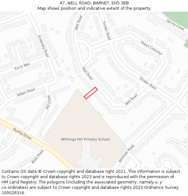 47, WELL ROAD, BARNET, EN5 3EB: Location map and indicative extent of plot