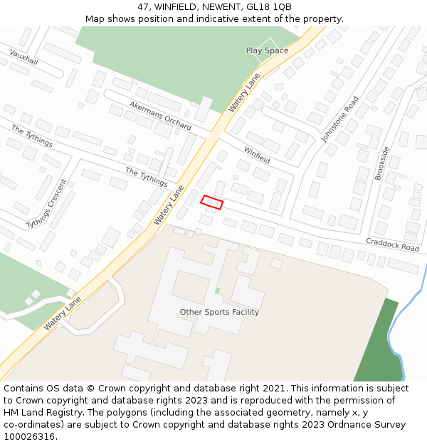 47, WINFIELD, NEWENT, GL18 1QB: Location map and indicative extent of plot