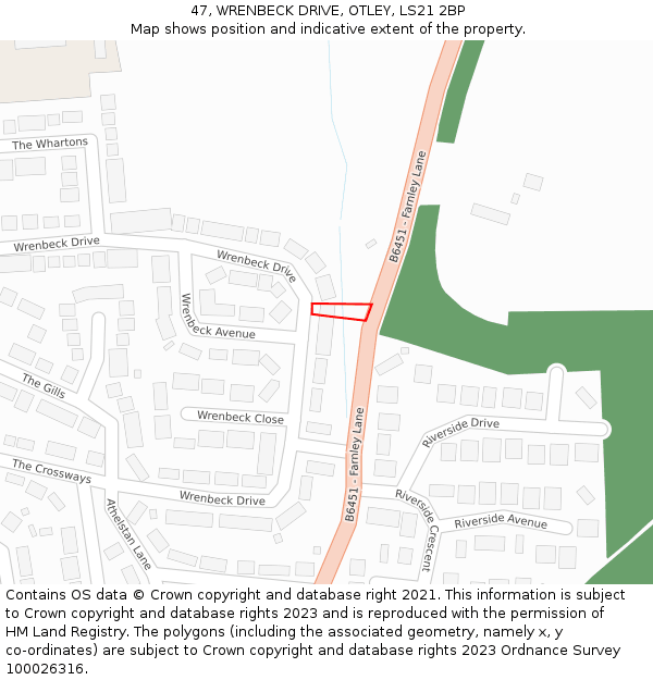 47, WRENBECK DRIVE, OTLEY, LS21 2BP: Location map and indicative extent of plot