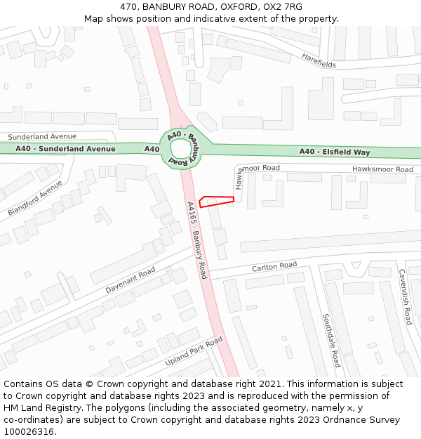 470, BANBURY ROAD, OXFORD, OX2 7RG: Location map and indicative extent of plot