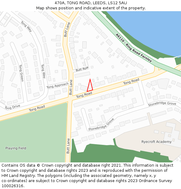 470A, TONG ROAD, LEEDS, LS12 5AU: Location map and indicative extent of plot