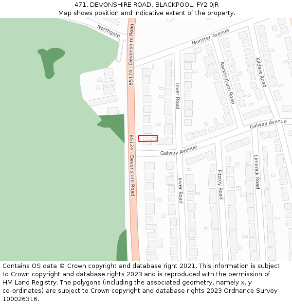 471, DEVONSHIRE ROAD, BLACKPOOL, FY2 0JR: Location map and indicative extent of plot