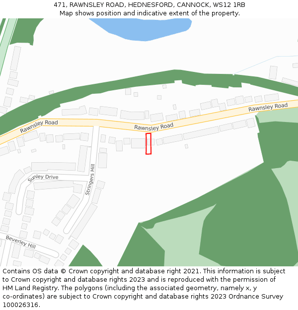 471, RAWNSLEY ROAD, HEDNESFORD, CANNOCK, WS12 1RB: Location map and indicative extent of plot