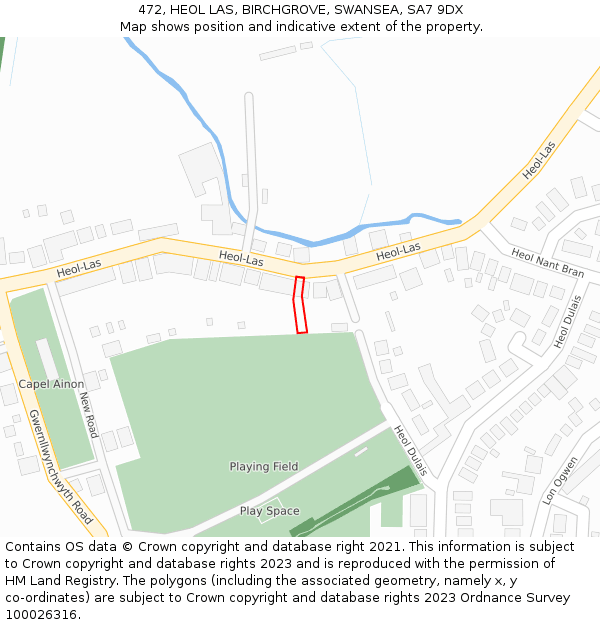 472, HEOL LAS, BIRCHGROVE, SWANSEA, SA7 9DX: Location map and indicative extent of plot