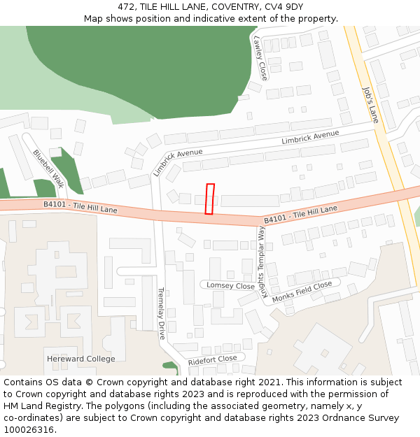 472, TILE HILL LANE, COVENTRY, CV4 9DY: Location map and indicative extent of plot