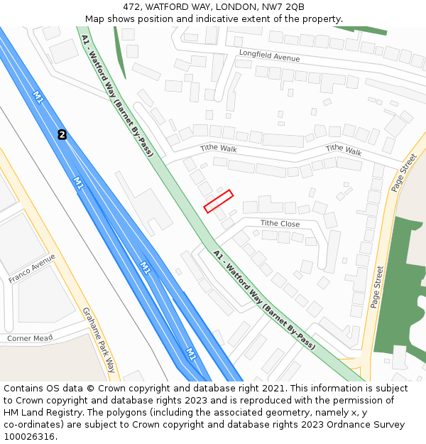 472, WATFORD WAY, LONDON, NW7 2QB: Location map and indicative extent of plot
