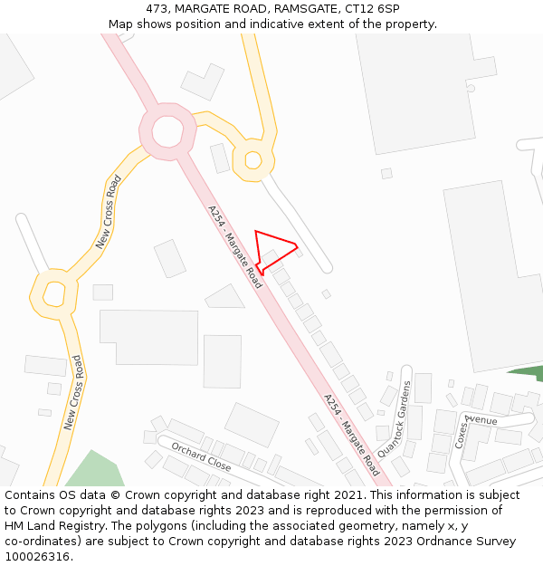 473, MARGATE ROAD, RAMSGATE, CT12 6SP: Location map and indicative extent of plot