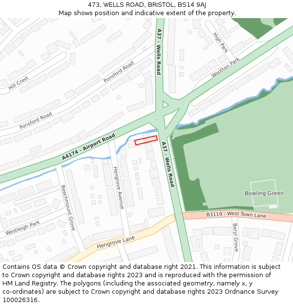 473, WELLS ROAD, BRISTOL, BS14 9AJ: Location map and indicative extent of plot