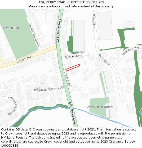474, DERBY ROAD, CHESTERFIELD, S40 2EX: Location map and indicative extent of plot