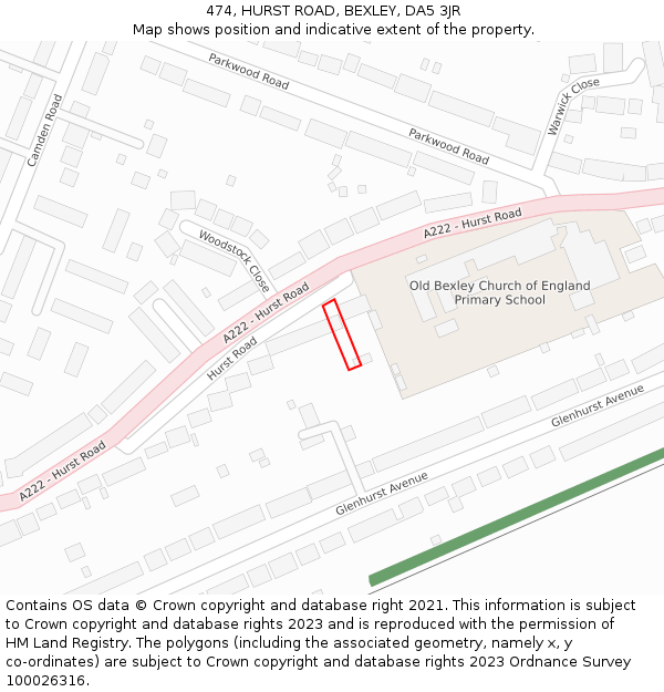 474, HURST ROAD, BEXLEY, DA5 3JR: Location map and indicative extent of plot