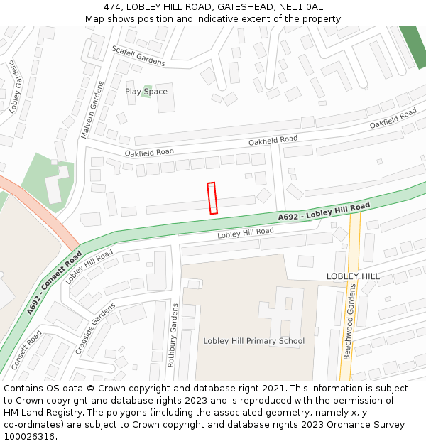 474, LOBLEY HILL ROAD, GATESHEAD, NE11 0AL: Location map and indicative extent of plot