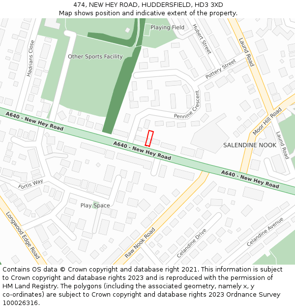 474, NEW HEY ROAD, HUDDERSFIELD, HD3 3XD: Location map and indicative extent of plot