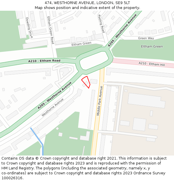 474, WESTHORNE AVENUE, LONDON, SE9 5LT: Location map and indicative extent of plot