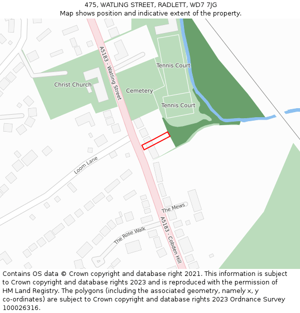 475, WATLING STREET, RADLETT, WD7 7JG: Location map and indicative extent of plot