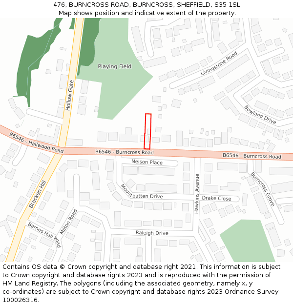 476, BURNCROSS ROAD, BURNCROSS, SHEFFIELD, S35 1SL: Location map and indicative extent of plot