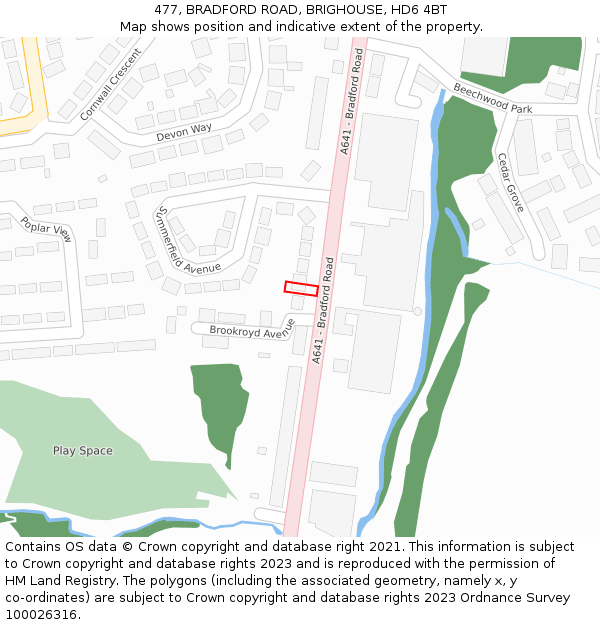 477, BRADFORD ROAD, BRIGHOUSE, HD6 4BT: Location map and indicative extent of plot