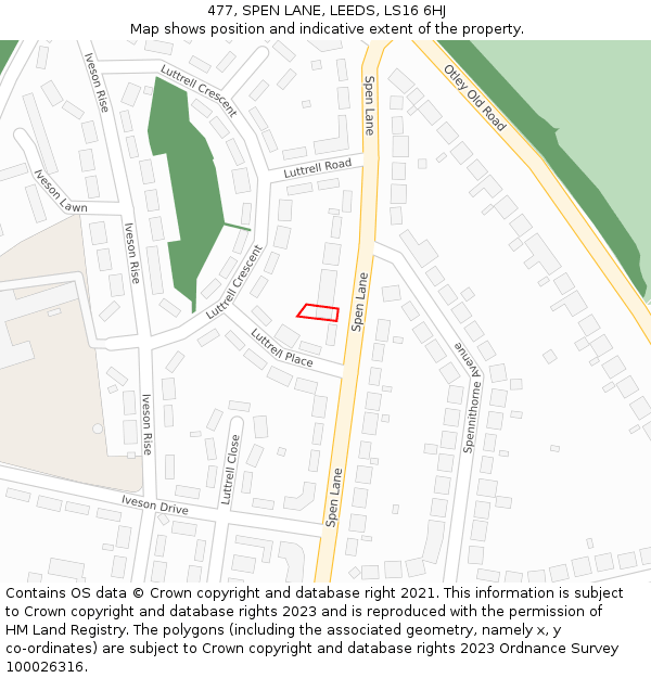 477, SPEN LANE, LEEDS, LS16 6HJ: Location map and indicative extent of plot