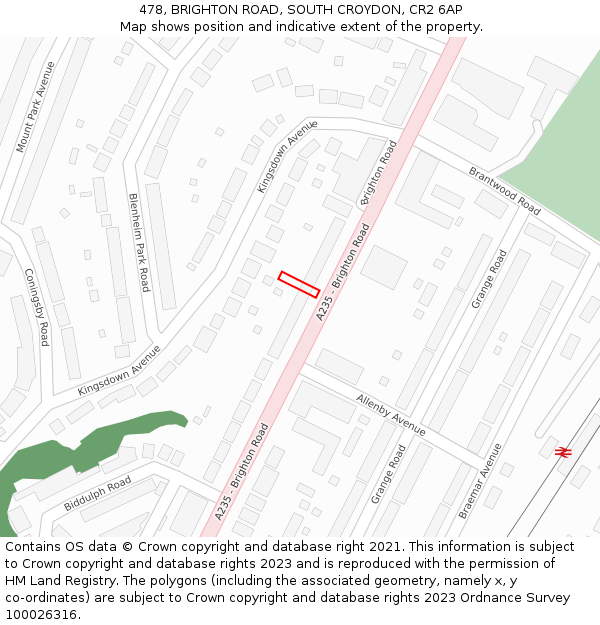 478, BRIGHTON ROAD, SOUTH CROYDON, CR2 6AP: Location map and indicative extent of plot