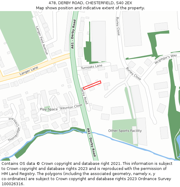 478, DERBY ROAD, CHESTERFIELD, S40 2EX: Location map and indicative extent of plot