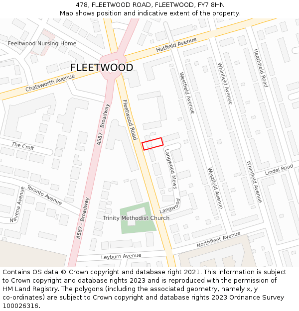 478, FLEETWOOD ROAD, FLEETWOOD, FY7 8HN: Location map and indicative extent of plot