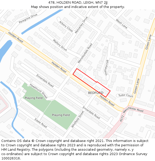 478, HOLDEN ROAD, LEIGH, WN7 2JJ: Location map and indicative extent of plot