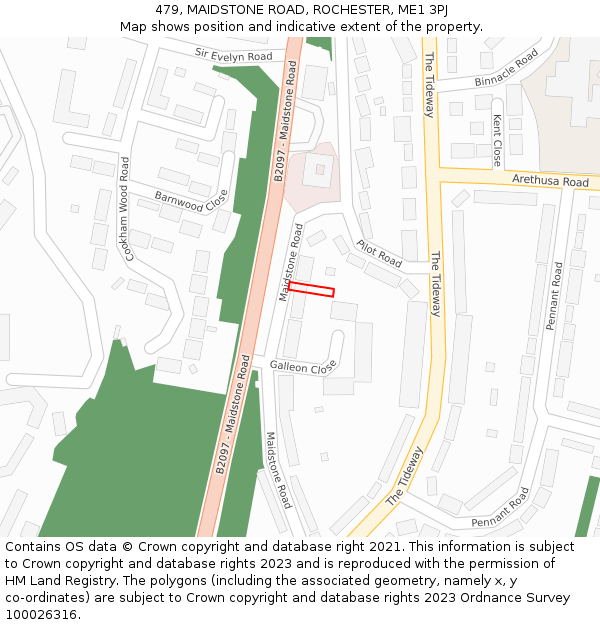 479, MAIDSTONE ROAD, ROCHESTER, ME1 3PJ: Location map and indicative extent of plot