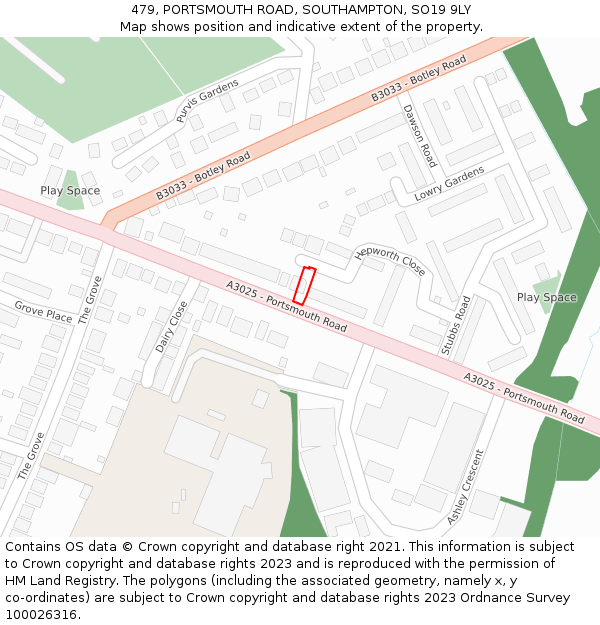 479, PORTSMOUTH ROAD, SOUTHAMPTON, SO19 9LY: Location map and indicative extent of plot