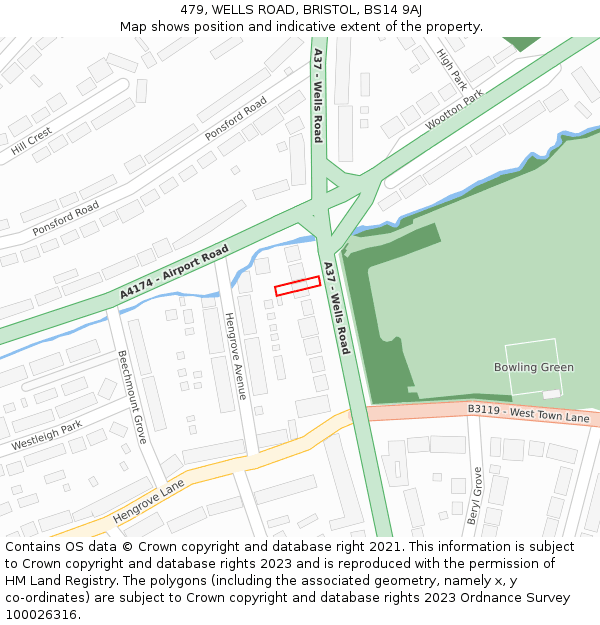 479, WELLS ROAD, BRISTOL, BS14 9AJ: Location map and indicative extent of plot