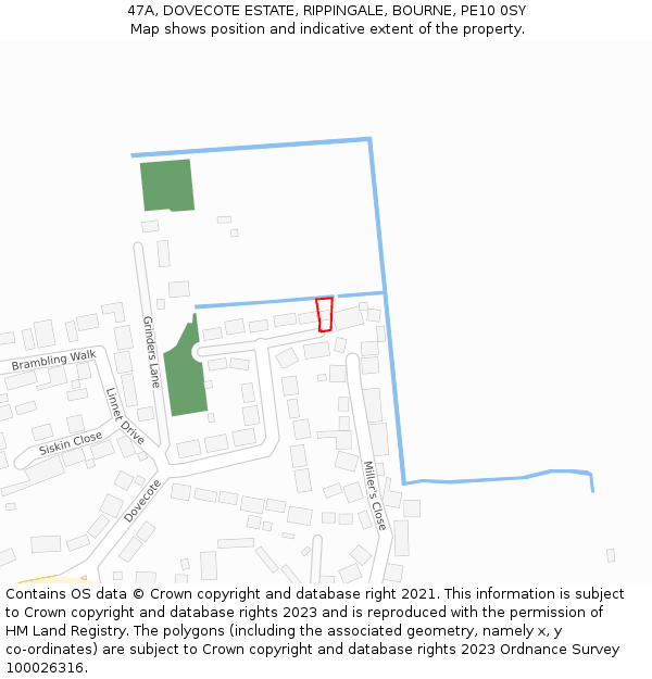 47A, DOVECOTE ESTATE, RIPPINGALE, BOURNE, PE10 0SY: Location map and indicative extent of plot