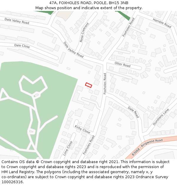 47A, FOXHOLES ROAD, POOLE, BH15 3NB: Location map and indicative extent of plot