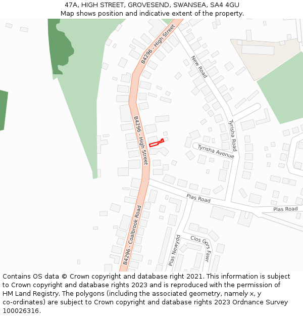 47A, HIGH STREET, GROVESEND, SWANSEA, SA4 4GU: Location map and indicative extent of plot