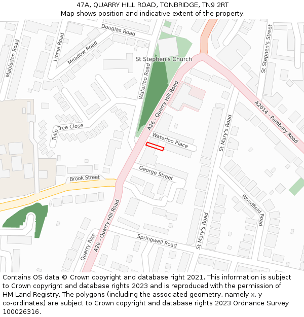 47A, QUARRY HILL ROAD, TONBRIDGE, TN9 2RT: Location map and indicative extent of plot