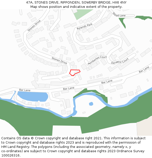 47A, STONES DRIVE, RIPPONDEN, SOWERBY BRIDGE, HX6 4NY: Location map and indicative extent of plot