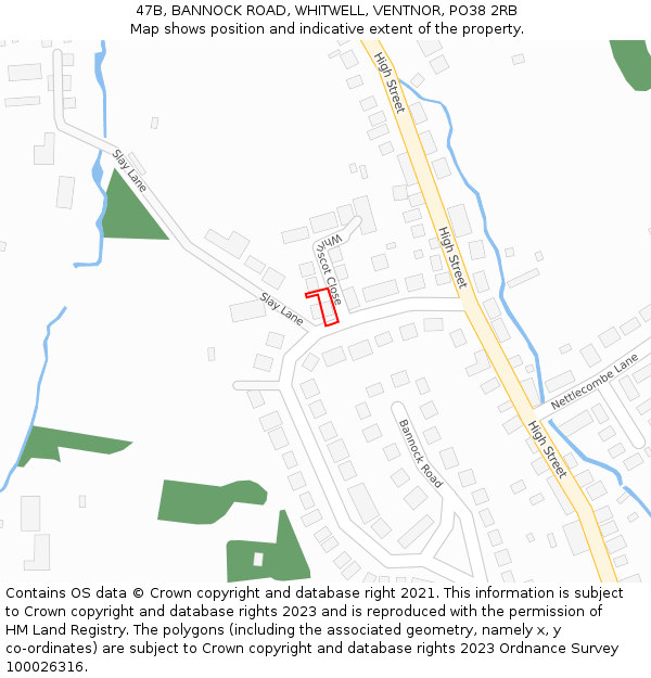 47B, BANNOCK ROAD, WHITWELL, VENTNOR, PO38 2RB: Location map and indicative extent of plot