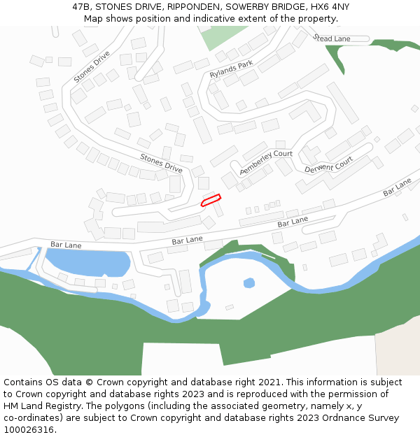 47B, STONES DRIVE, RIPPONDEN, SOWERBY BRIDGE, HX6 4NY: Location map and indicative extent of plot