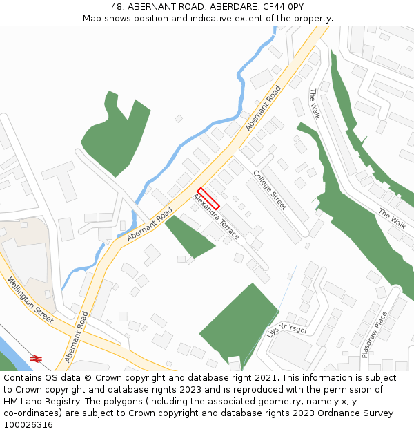 48, ABERNANT ROAD, ABERDARE, CF44 0PY: Location map and indicative extent of plot