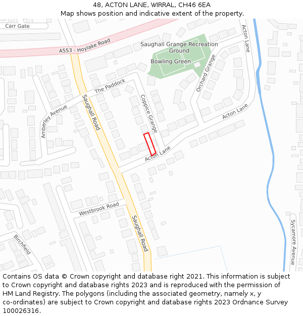 48, ACTON LANE, WIRRAL, CH46 6EA: Location map and indicative extent of plot